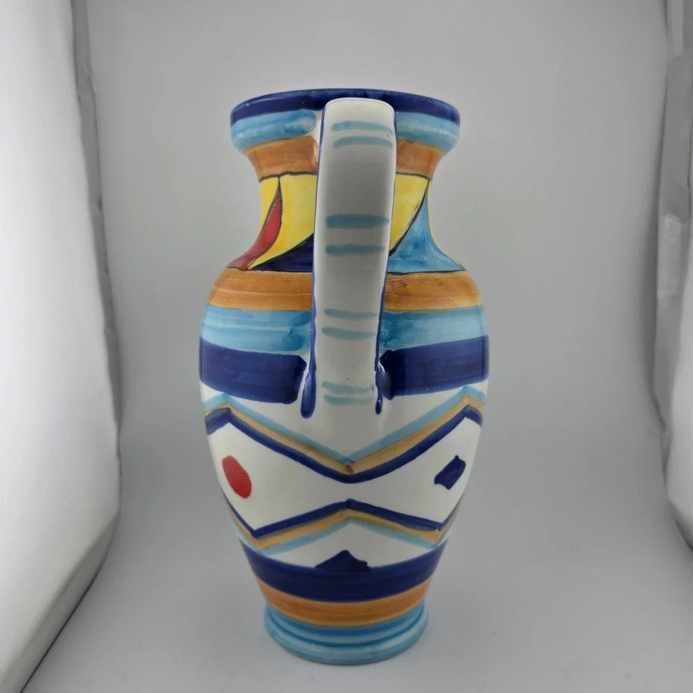 Pier 1 Imports‎ Italian Hand Painted Ceramic Pitcher Vase Made in Italy